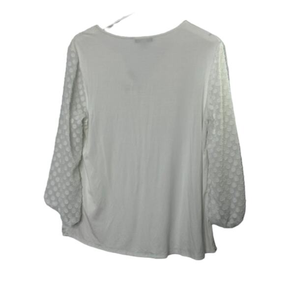 41 Hawthorn White Polka Dot V-Neck 3/4 Sleeve Tunic Top Women's Size Large - Picture 7 of 8